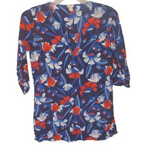 J. Crew Blue Floral Top Size Small